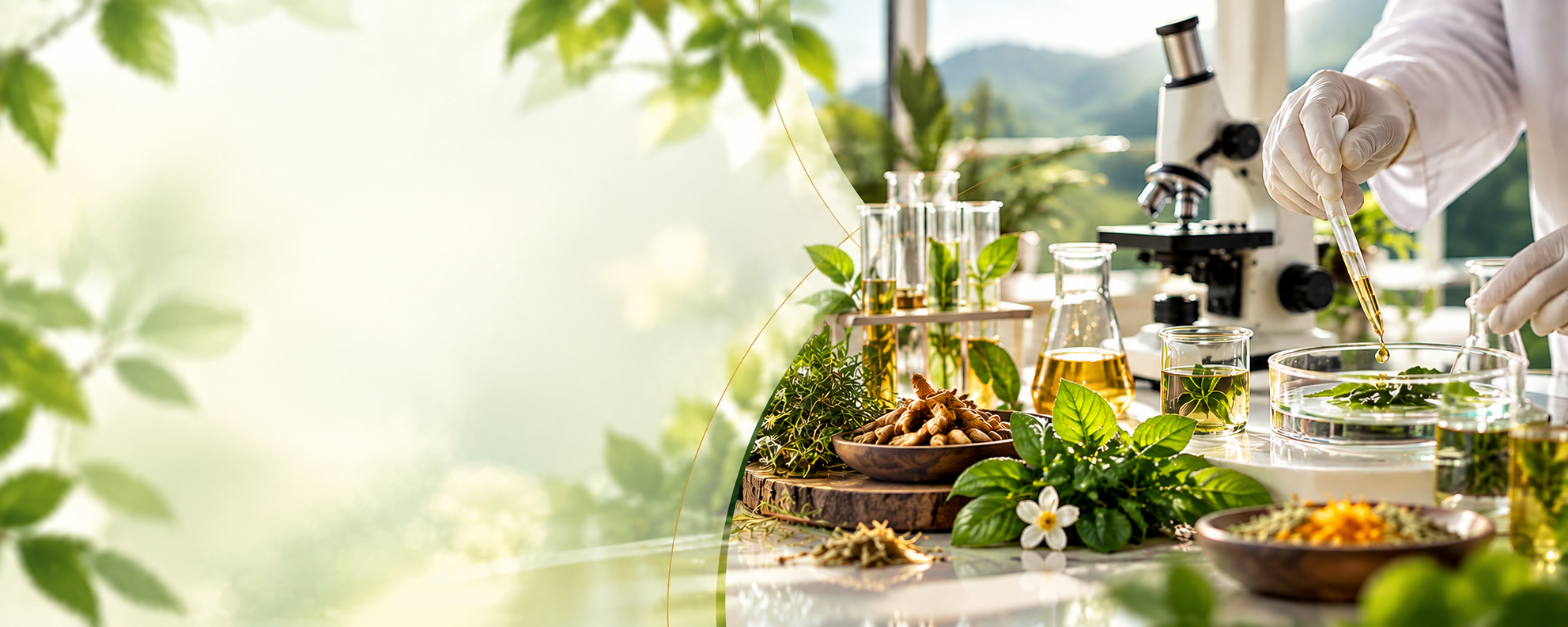 Botanical ingredients being examined in a research laboratory