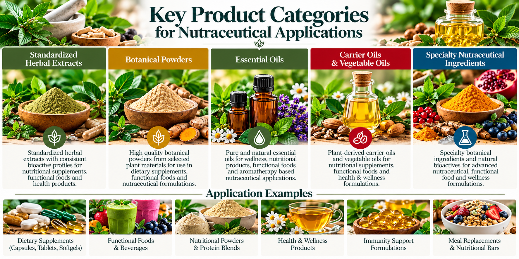 Key Product Categories and Application Examples for Nutraceutical Applications